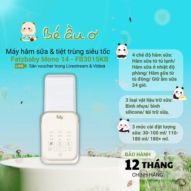 Máy hâm sữa & tiệt trùng siêu tốc thông minh Fatzbaby Mono 14 FB3015KB fatz mono 14