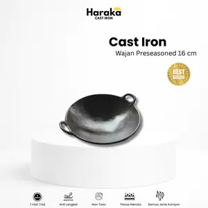 Wajan Baja Cor Cast Iron Pre Seasoned 16 cm