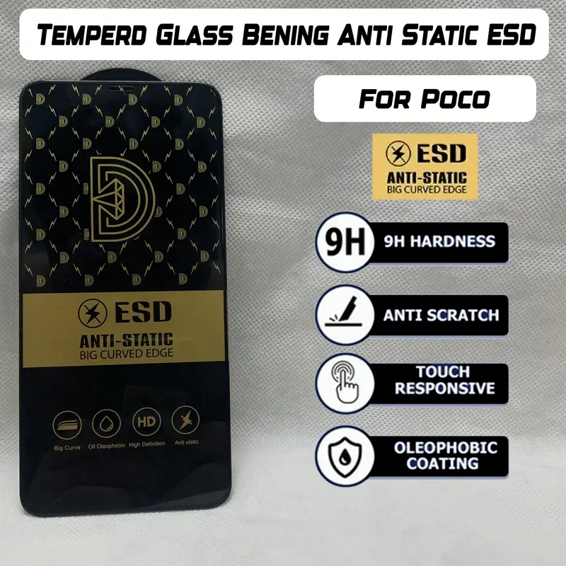 Tempered Glass Kaca Bening For Poco Series ESD Anti Static Pelindung Layar HP Cover Layar Anti Gores Tebal Kaca Temperd Glass 0