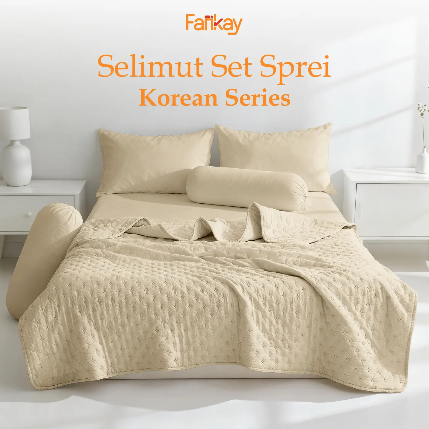Selimut Set Sprei Korean Series Lembut & Tidak Panas Ukuran 180x200/160x200/120x200 - Fankay Bedcover