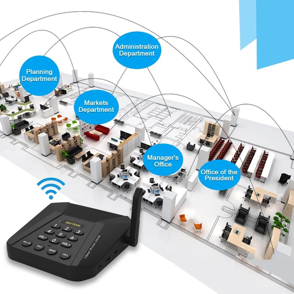 Daytech Wireless Office Intercom with Speaker Multi-channel 1500 Meters ...