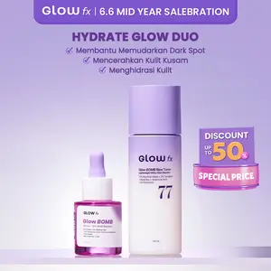 [LIMITED STOCK] GLOW FX - Hydrate Glow Duo - Glow Bomb Rice Toner 100ml + Glow Bomb Serum 20ml, Bantu Samarkan Dark Spot & Cerahkan Kulit Kusam