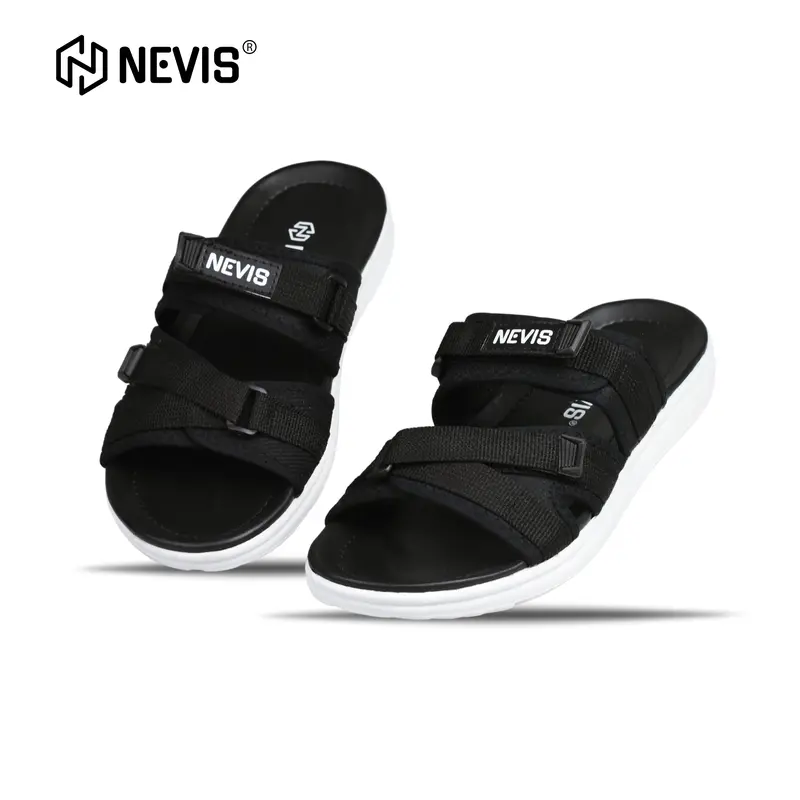 NEVIS Sandal Pria Slop Slip On Slide Vortiz Hitam / Putih Sendal Jepit 1