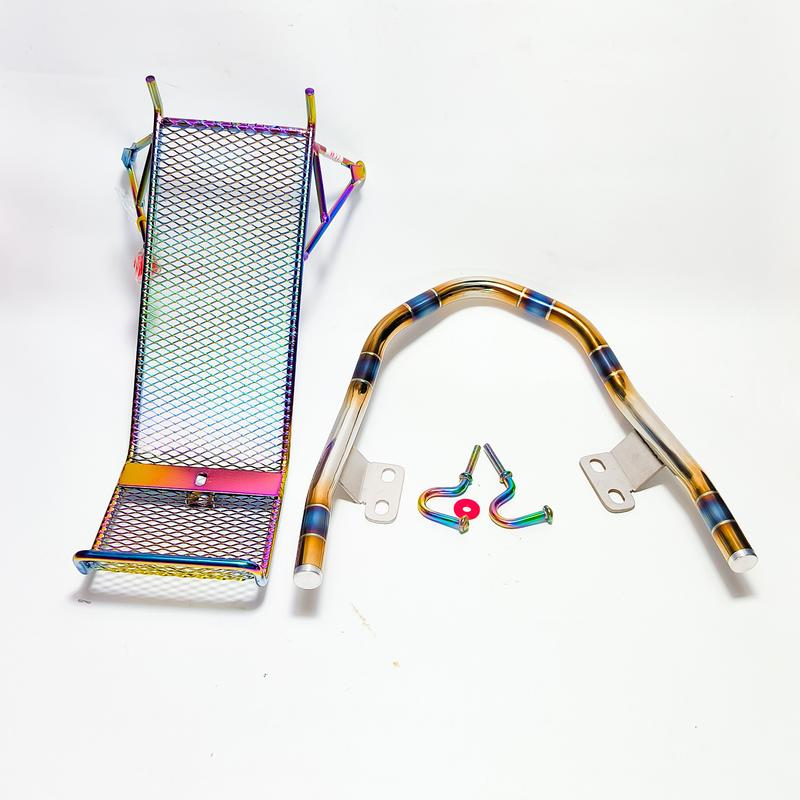 Tặng 2 móc câu 7m COMBO Titan Cảng COMBO Baga lưới 7 màu & Tay Xách Khò màu inox 304 kèm móc treo đồ xe máy lắp xe wave alpha 50 100 110cc cực chất Phụ Kiện Phụ Tùng Xe cảng wave 2024️ 2025 baga cảng 304