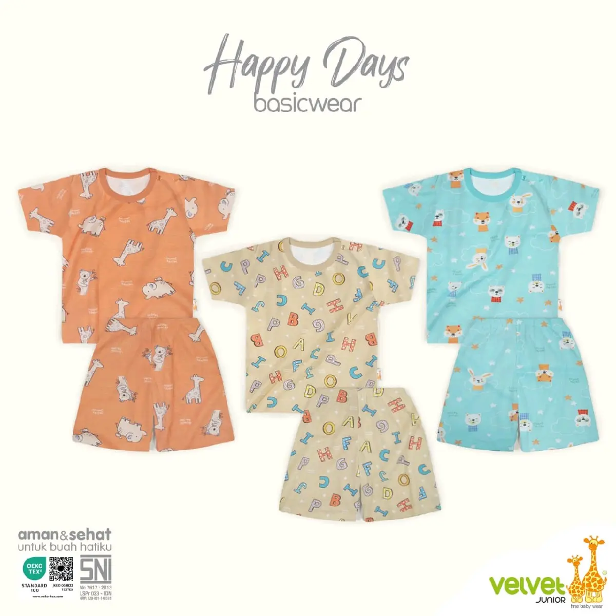1 SERI SET PENDEK HAPPY DAYS VELVET JUNIOR