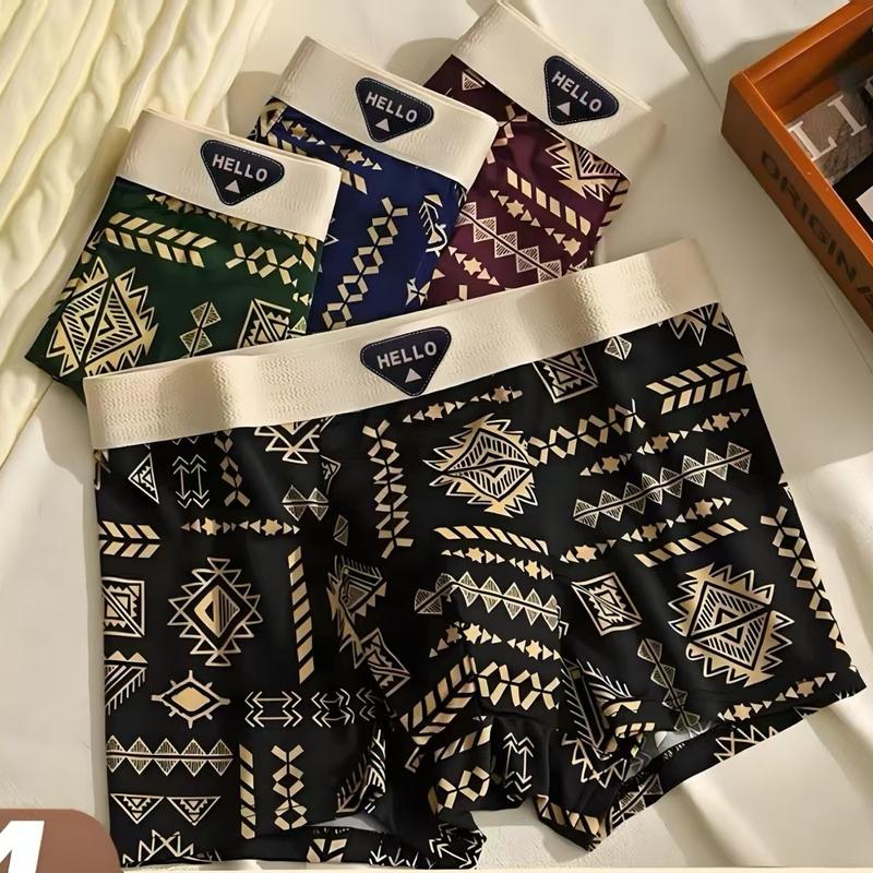  Combo 4 Quần Lót Nam Họa tiết mềm mại thấm hút kháng Khuẩn Thoáng Khí Quần Lót Boxer Sịp đùi nam 