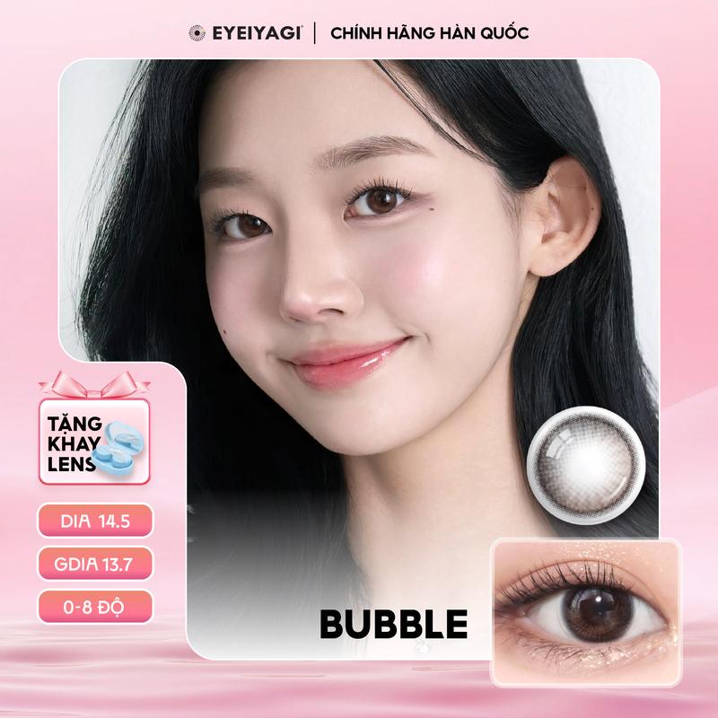 NEW BUBBLE - Kính áp tròng EYEIYAGI cận thời trang tone nâu trà đen tự nhiên Hàn Quốc 3 tháng |Độ cận 0-8 DIA 14.5mm|