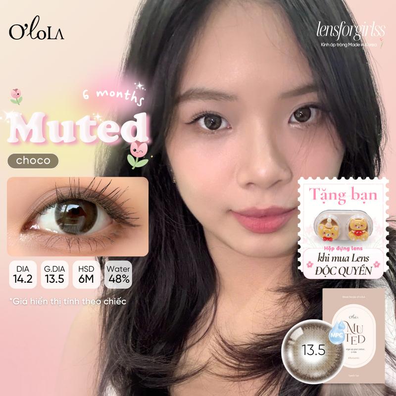  Kính áp tròng GIÃN TRÒNG ẨM CAO nâu choco tự nhiên giãn tròng MUTED CHOCO chính hãng OLOLA Lens cận | LENSFORGIRLSS 