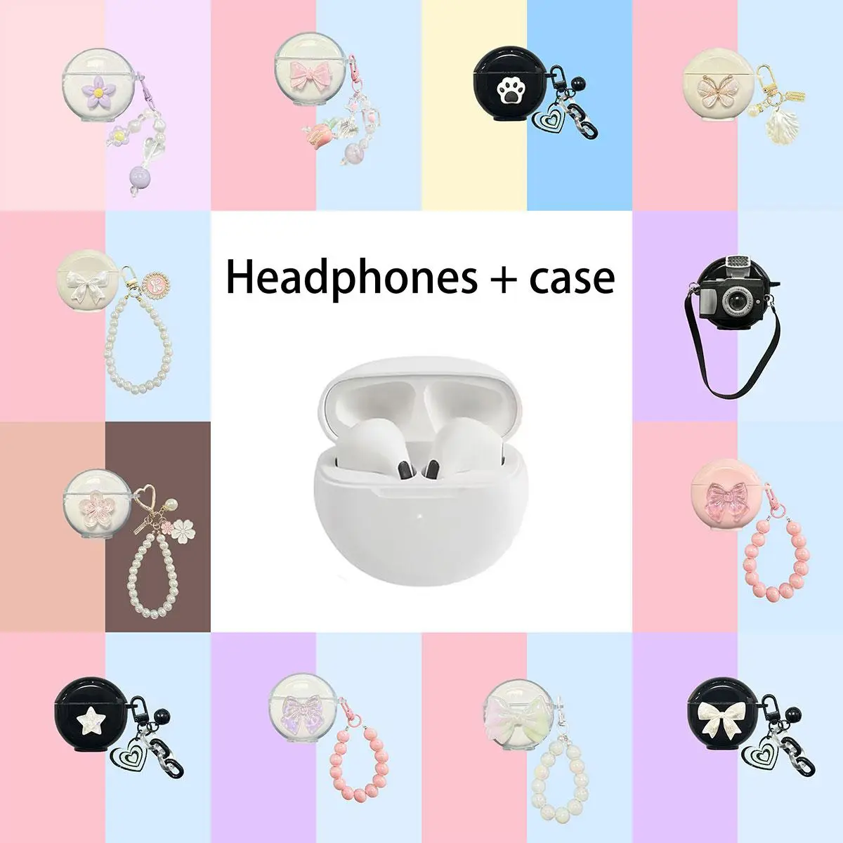 Tai nghe Bluetooth không dây Mini Pro 6, Saury-PH PRO 6, Tương thích với iOS và Android, Âm thanh nổi cảm ứng trong tai, Tích hợp Micro, Bao gồm hộp đựng miễn phí