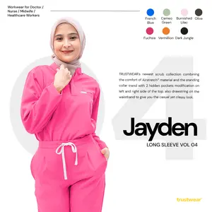 TRUSTWEAR - Jayden Doctor`s Scrub / Set Baju Celana Jaga OKA OK Perawat / Dokter Lengan Panjang IV