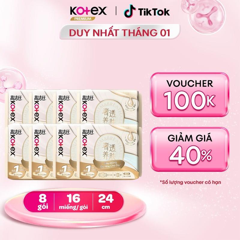  Combo 8 gói Băng Vệ Sinh Kotex Nhập Khẩu Cicada Siêu Mỏng Cánh 24cm 16 miếng gói 
