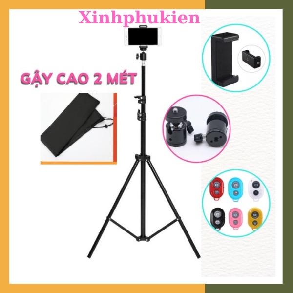 Xinhphukien Gậy Livestream 2.1 Mét - Giá Đỡ Điện Thoại 3 Chân Đa Năng Hỗ Trợ Chụp Ảnh Quay Video Gắn Đèn Livestream Chân Giảm 360 Độ Chắc Chắn
