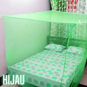 Kelambu Kotak Anti Nyamuk Jumbo 200x200 cm Tali Gantung Super Tebal Warna Hijau Biru Oranye Ungu Pink