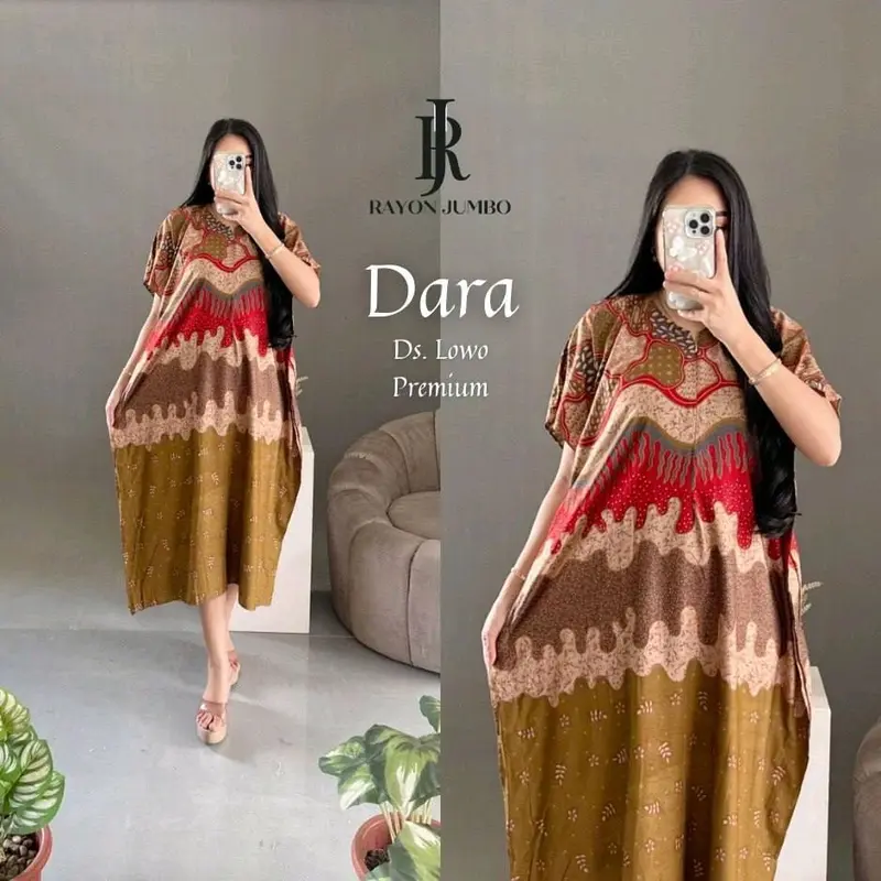 JAVARIES - Daster Wanita Lowo Dara - Rayon Premium Nyaman, Anggun, dan Busui Friendly | Daster Batik Motif Etnik Cantik 1