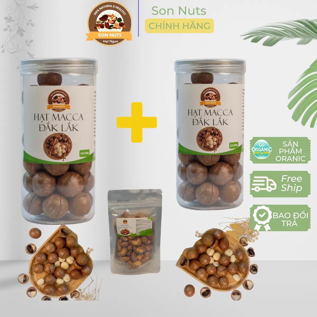 Combo 2 Hộp Macca Đaklak Size Đại 1kg - Son Nuts  Macca Food Ăn Vặt Snack Thức Ăn - Socola hạt organic