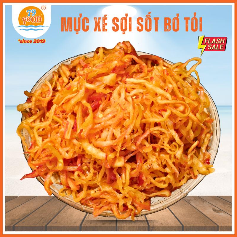 Khô Mực Xé Sốt Bơ Tỏi đậm vị thơm ngon đặc sản Nha Trang 79Food - 150g 250g 500g Snack Food Ăn Vặt Thức Ăn Dried Snacks