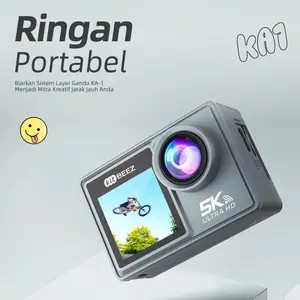 【live exclusive bundle】KiTBEEZ KA-1 Kamera Aksi 5K dengan Remote & Dual Screen - Tahan Air, Anti-Goyang, Sudut Lebar 170°, Dilengkapi Wi-Fi untuk Kegiatan Outdoor
