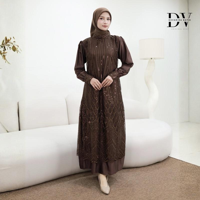 Devarina - NAYRA Dress Set Tunik Blouse Lace Terbaru Gamis Kondangan Dres Lebaran Kekinian Hijab Non Hijab Special Price