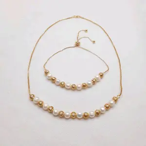 Gratis Cincin - Set Gelang Kalung Mutiara Tawar Asli Bersertifikat