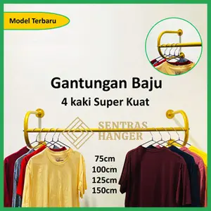 Gantungan Baju 4 Kaki Warna Gold / Gantungan Super Kuat Gold Besi Pipa