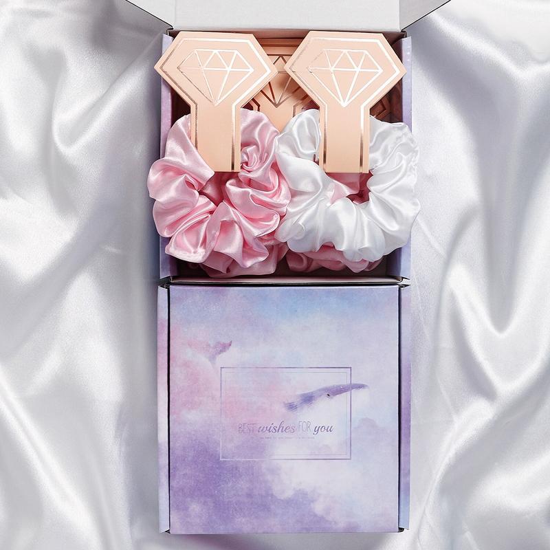 Product Introduction of 7 Pieces Bridal Bridal Gift With Solid Color Satin Hair Band Set Gift Box 12