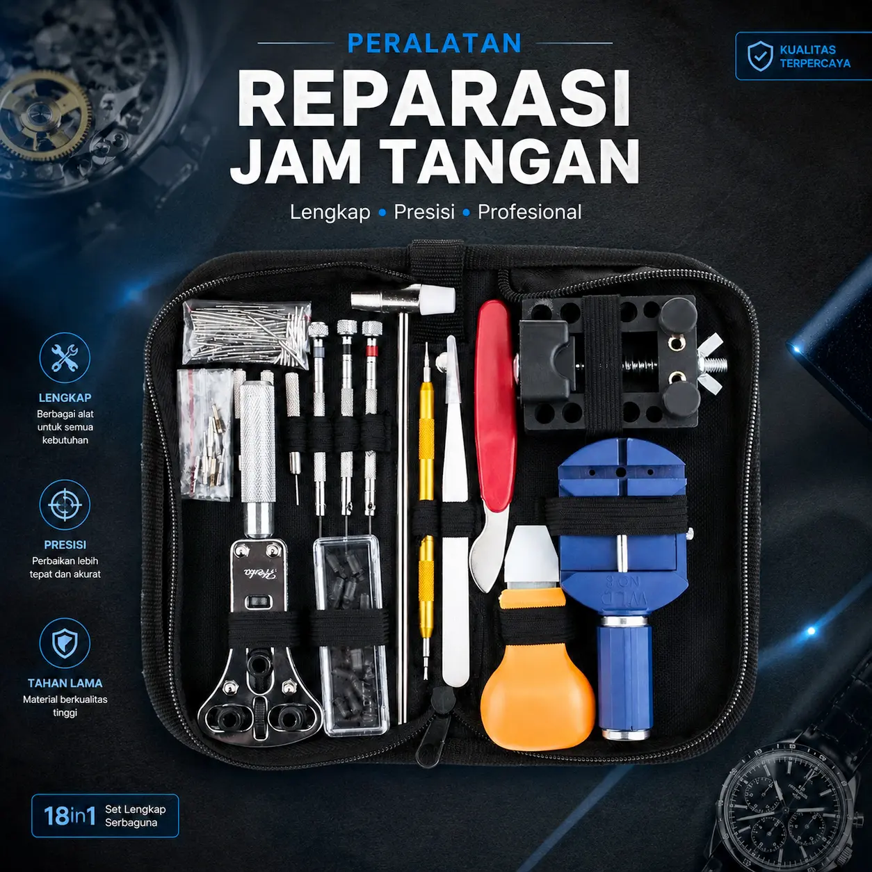 Taffware Peralatan Reparasi Jam Tangan Watch Repair Tool Kit Set - C10050