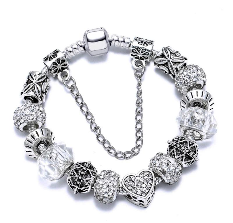 Lắc tay charm tim trắng Thép titan không đen, rỉ - TTA2 4
