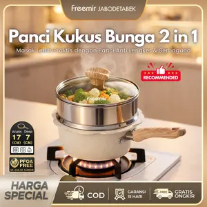 [PROMO] freemir Panci Bunga 16cm BONUS Kukusan Stainless Wajan MPASI Anti Lengket Panci Kukus Premium Anti Tumpah Anti Berkerak Kitchenware Premium