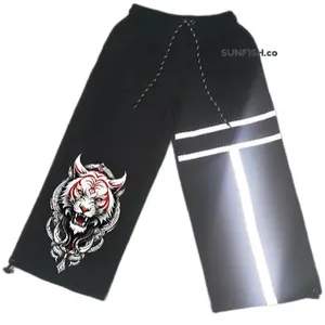 Celana Skena Nyala/Reflektip Plat/Strip Menyala Gelap Tiger Sunfish Unisex Anak Laki-Laki/Perempuan Usia 2-14 Tahun Premium Terbaru/Terlaris