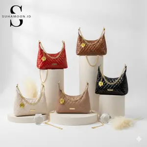 [Spesial Live] HkTas x Suhamoon - Tas Mini Glossy Viral Sling Bag Rantai / Tas Selempang Wanita Minimalis Kulit PU / Miniatur Shoulder Bag Free Charm Bag / Free Bag Strap