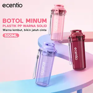 【in stock】ecentio Botol Minum Portable 500ml Aesthetic Olahraga Anti Bocor BPA Free Dengan Saringan Teh Cocok Untuk Anak Laki-Laki