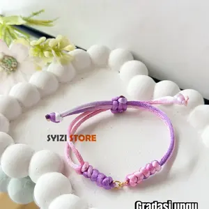 SYIZI STORE Gelang Estetik untuk Tangan Kecil Bracelets Gelang Tali Rajut Bisa Diserut Menyesuaikan Ukuran Tangan cute bracelet jewelry