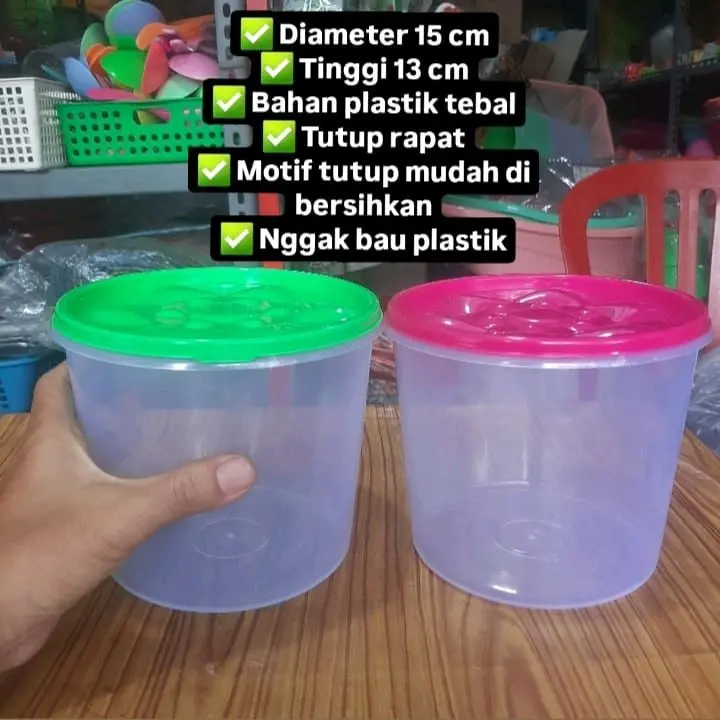 ( DAPAT 6 ) toples bulat kecil / toples kue kering 1 kg / toples kue kacang / gula / sealware bulat / toples bening kecil / seblak / es campur / es buah