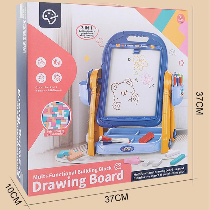 [IM] Mainan Papan Tulis 2 Sisi Multifungsi Jumbo / Mainan Balok Susun Tetris / Meja Gambar Tanpa Debu / Mainan 3 in 1 Papan Puzzle Tetris 5