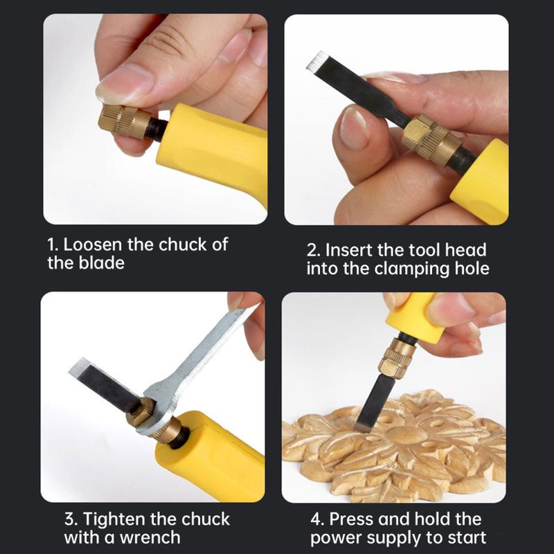 Product Introduction of Carpenter Root Sculpture Mini Power Carving Chisel Carpentry Lithium Electric Carving  Chisel Set Electric Wood Graving Pen 34