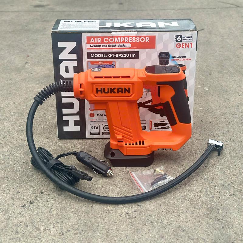  Máy Bơm Xe  Bơm Lốp Hukan G1 - BP 2201 m Công Suất 120PSI Chân Pin Phổ Thông Bảo Hành 6 Tháng 