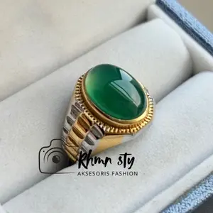 Cincin Batu akik mirip giok keren