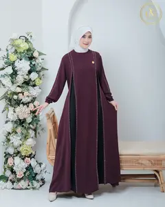 Meyra Abaya Crinkle Airflow Gamis Kringkel Swaroski Mewah Ukuran M L XL XXL Warna Hitam Coklat Mahogani Burgundy Denim Coksu Tren Terbaru 2026