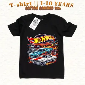 Baju Kaos Distro Hot Wheels Mustang Keren Anak Laki Laki 1-10 tahun Cotton Combed 30s Fashion Katun