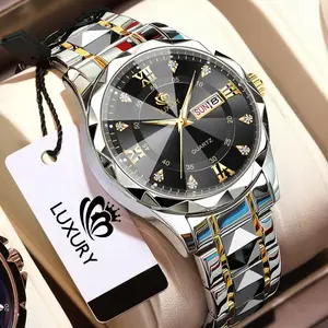 TERMURAH Jam Tangan Pria LUXURY44 Watches Original Kaca Diamond Anti Air Original Luminous Fashion Analog Stainless Steel Watch Men