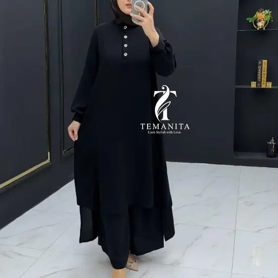 Temawanita Mecca Oneset Premium Setelan Wanita Dewasa Mewah Baju Muslim Atasan Celana Formal Nyaman Berkualitas