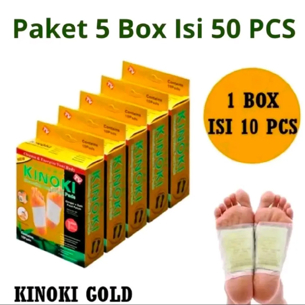 LAGI SALE 5 Box isi 50 PCS Kinoki Gold Detox Foot Pads Koyo Penyerap Racun Dalam Tubuh Secara Alami - BELANJA MURAH 89