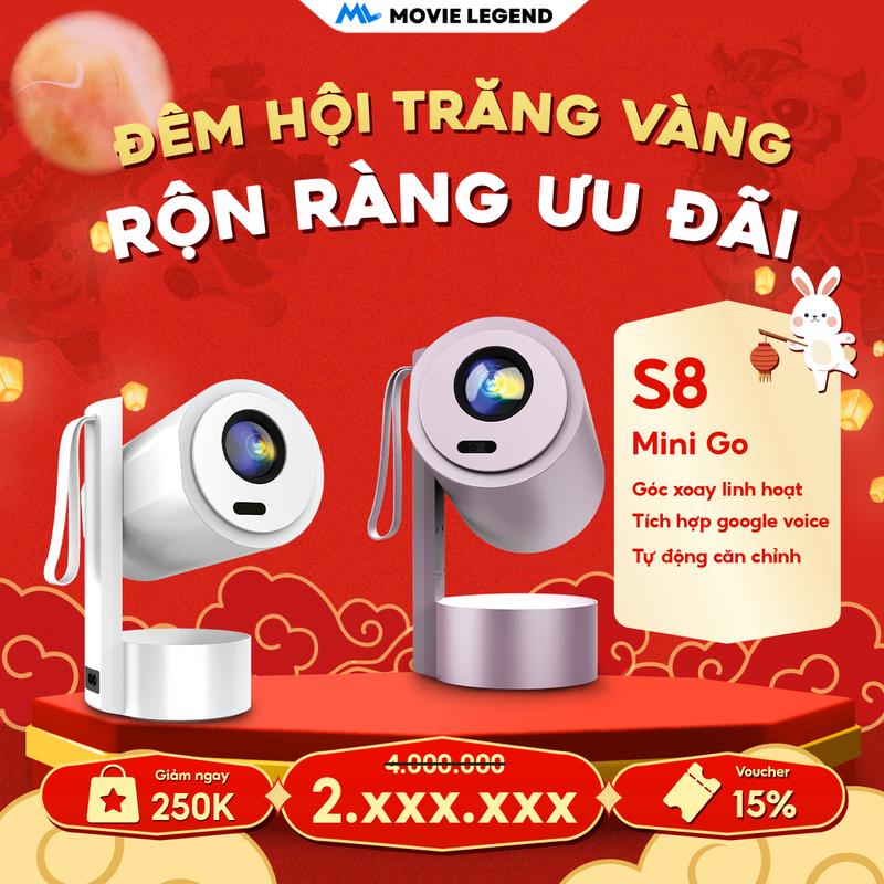[ DÙNG THỬ 15 NGÀY ][ HN1 ] Máy Chiếu S8 MiniGo - Máy Chiếu Movie Legend - Độ Phân Giải Full HD