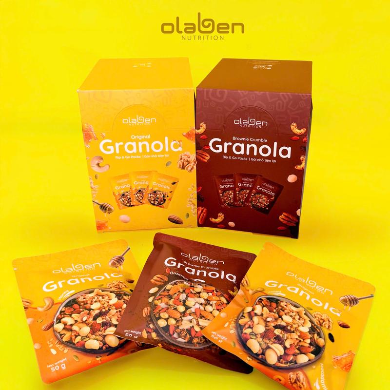 Combo 2 Hộp 500gr Granola Siêu Hạt 2 Vị Truyền Thống Và Chocolate - Ngũ Cốc Hạt Ăn Vặt Dinh Dưỡng Cao Cấp by OLABEN NUTRITION