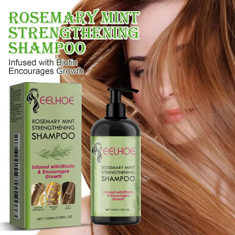 EELHOE Rosemary Mint Strengthening Shampoo 100ml Melembapkan Dan Menghidrasi Rambut Memperbaiki Rambut Kering Dan Bercabang Meningkatkan Kilau Rambut Cocok Untuk Semua Jenis Rambut obat  rambut  ngembang  biar  lurus shampoo  penghitam  uban 4