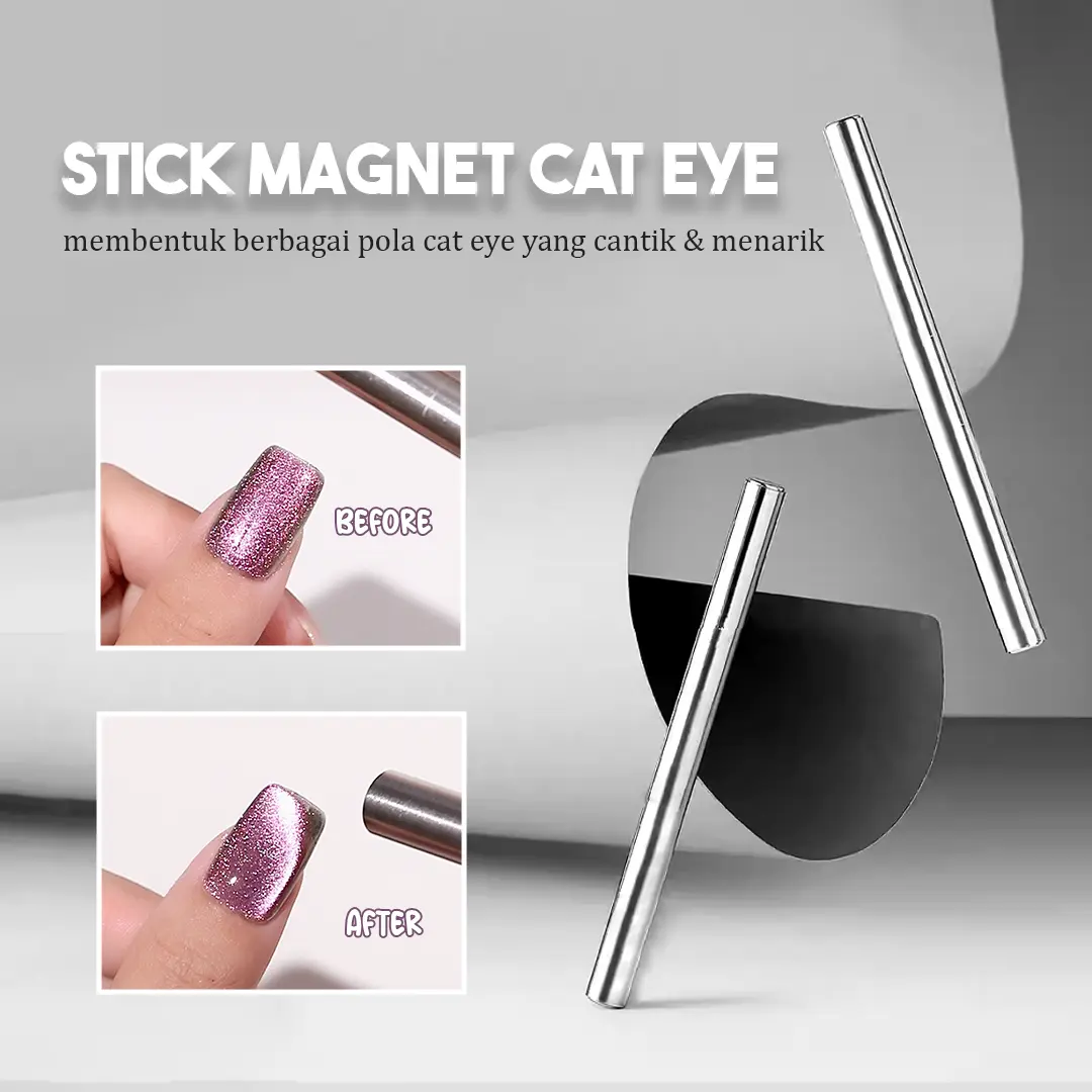 3in1 Alat Stik Magnet Kayu Cat Eye Multifungsi / Stick Magnet Cat Eye Bulat Persegi Silinder Panjang for Nail Art / Magnetstik Kuku Manikur Kualitas Tinggi for Nail Art