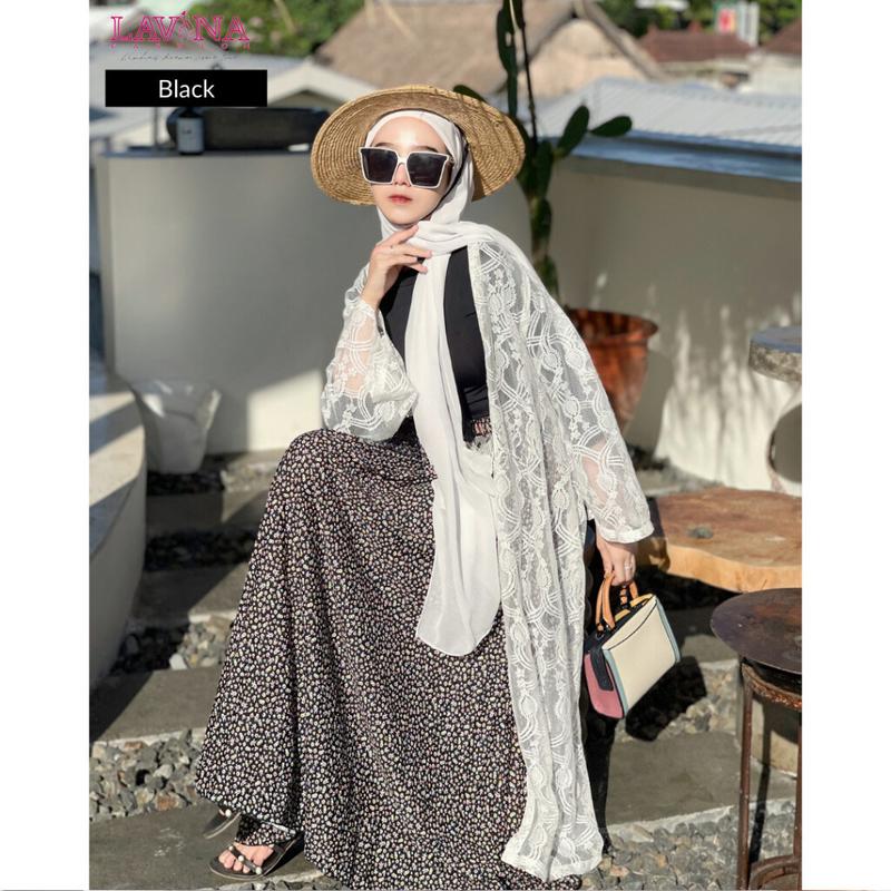 Lavina VB136 | Floria Skirt Rok Plisket Bunga Wanita Maxi Korean Style Bahan Hyget Premium 2