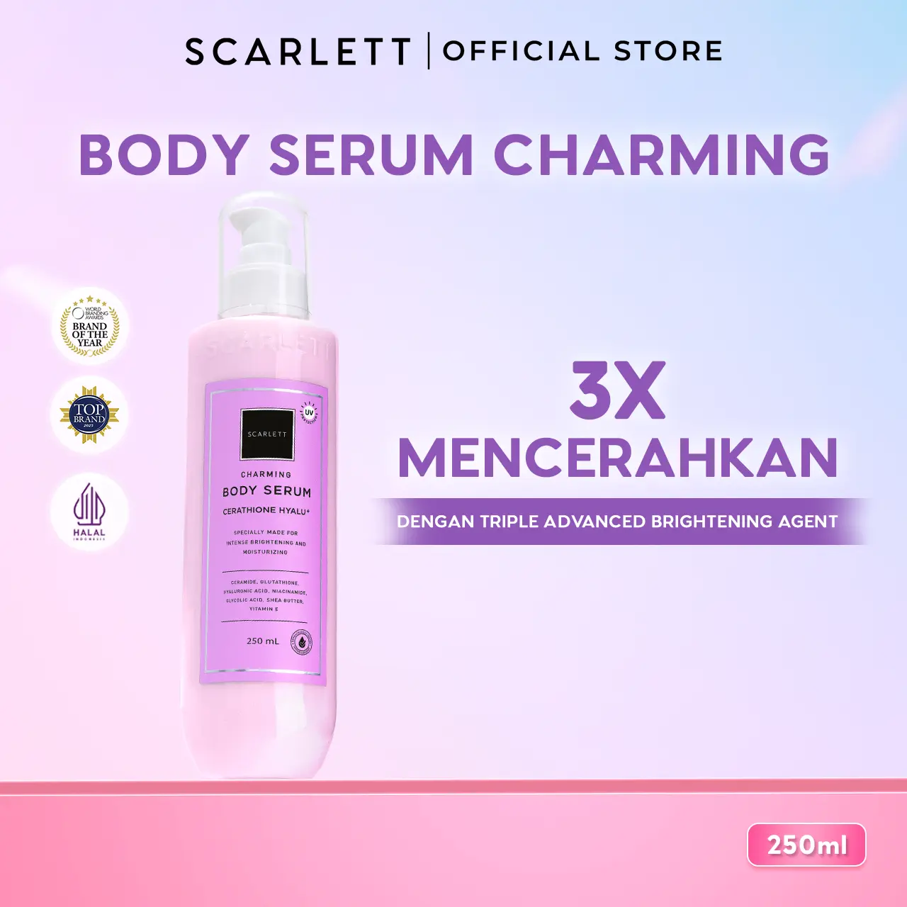 Scarlett Whitening Body Serum Charming Melembabkan dan Mencerahkan Tubuh
