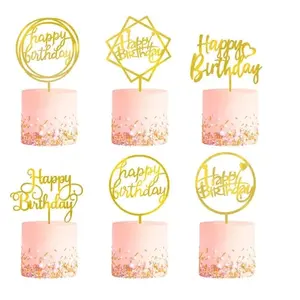 Topper Cake Happy Birthday Akrilik Gold Dan Silver