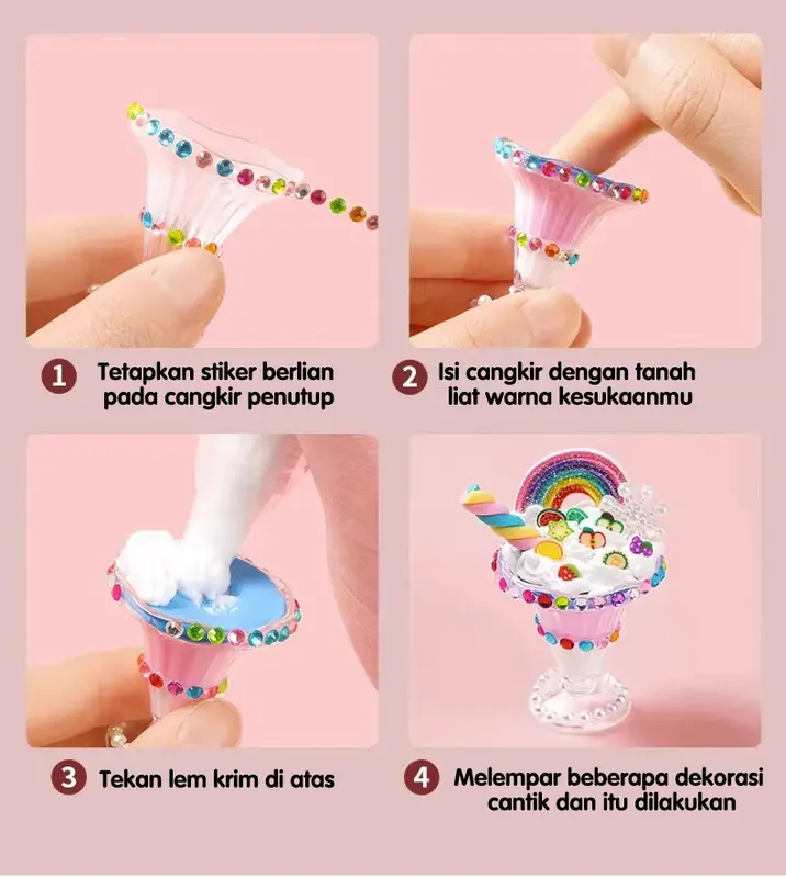 Tepi es krim anak buatan tangan DIY krim lem mainan gadis penutup mulut buatan tangan simulasi mainan makanan buatan Toys Buah Kotak deco cream Kue 5